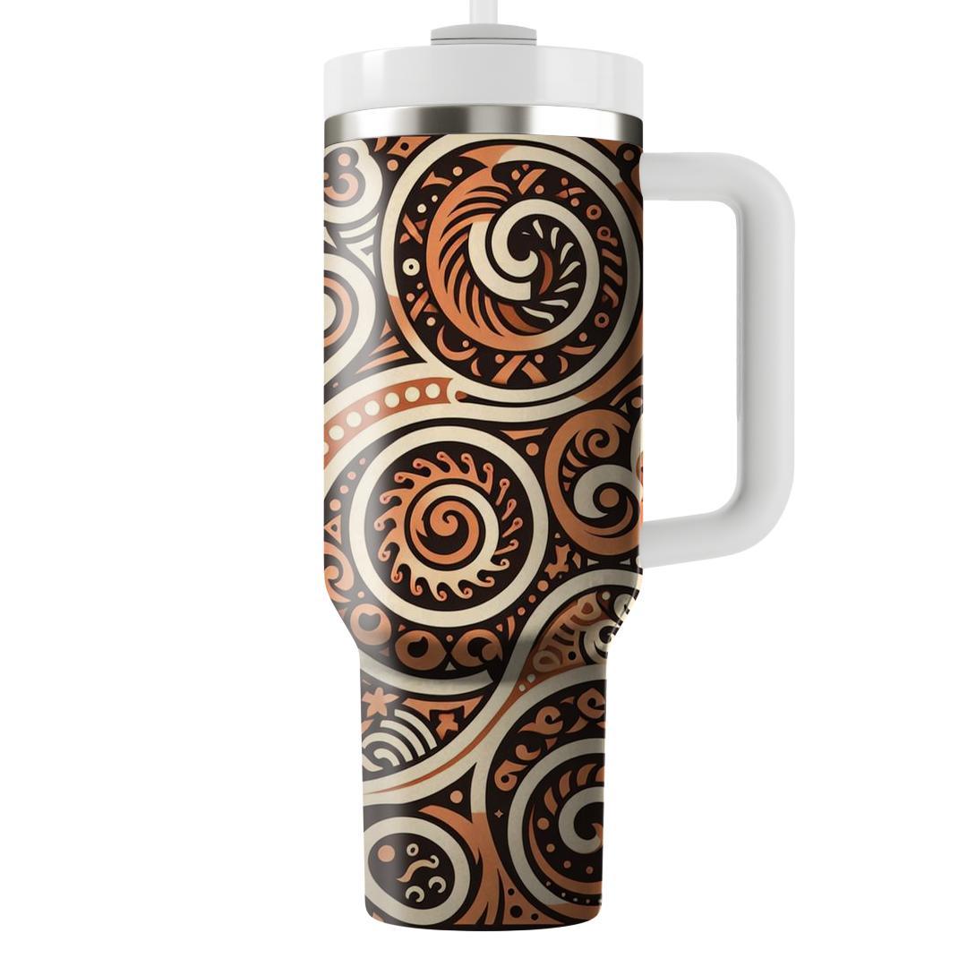 Intricate Spiral In Burnt Orange  Tumblers For Gifts