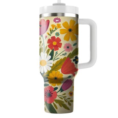 Cheerful Blossom Field  Insulated Tumblers