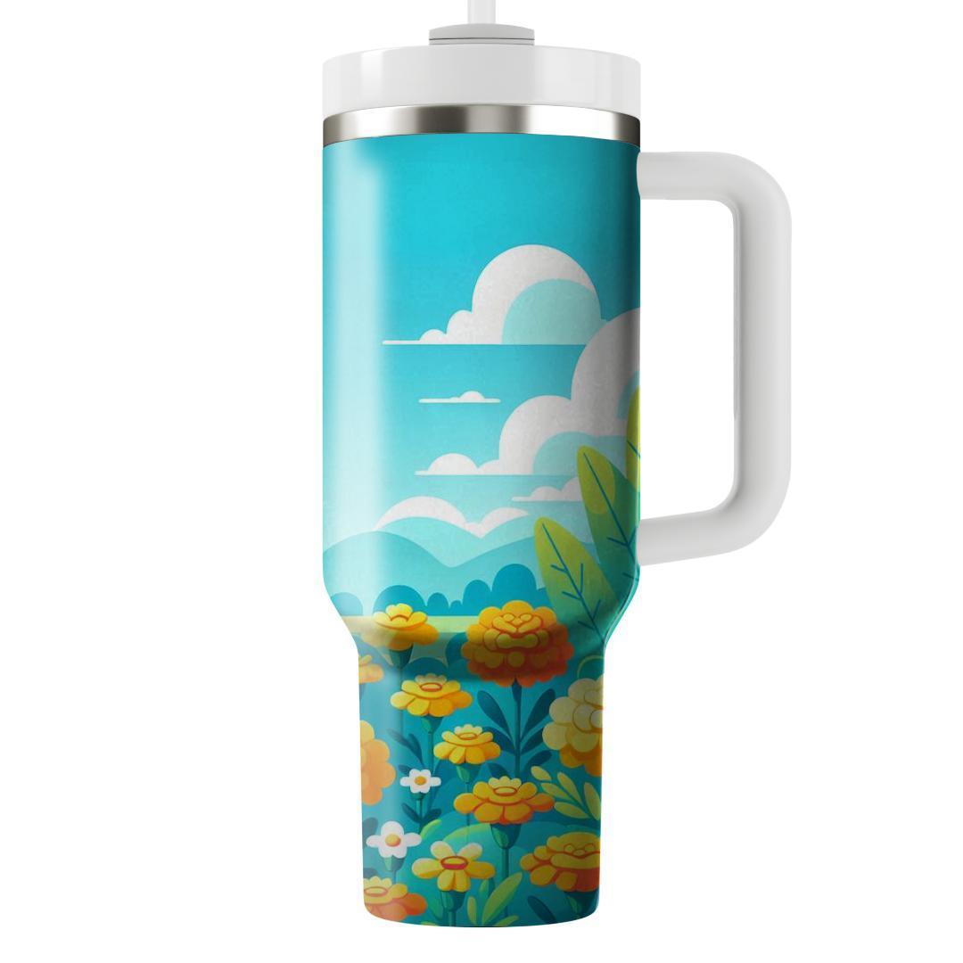 Sunny Marigold Meadow  Insulated Tumblers