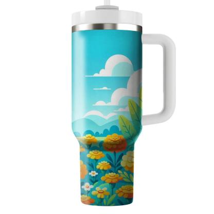 Sunny Marigold Meadow  Insulated Tumblers
