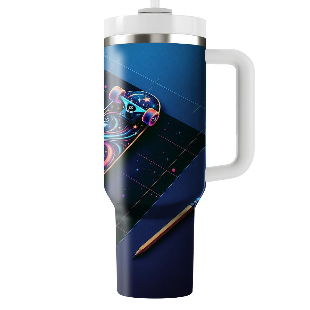 Starry Night Skateboard  Travel Tumblers