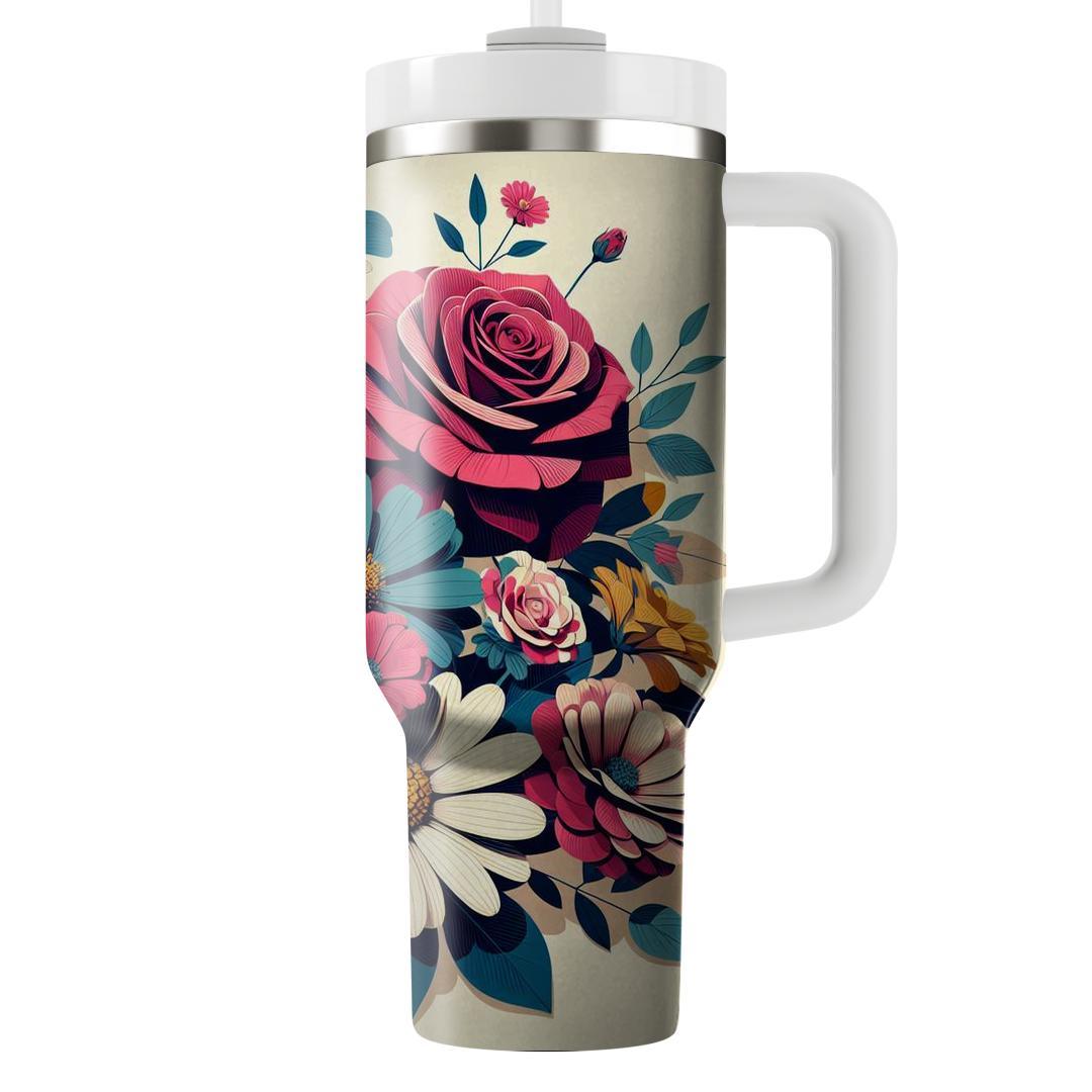Vibrant Floral Collage  Unique Tumblers