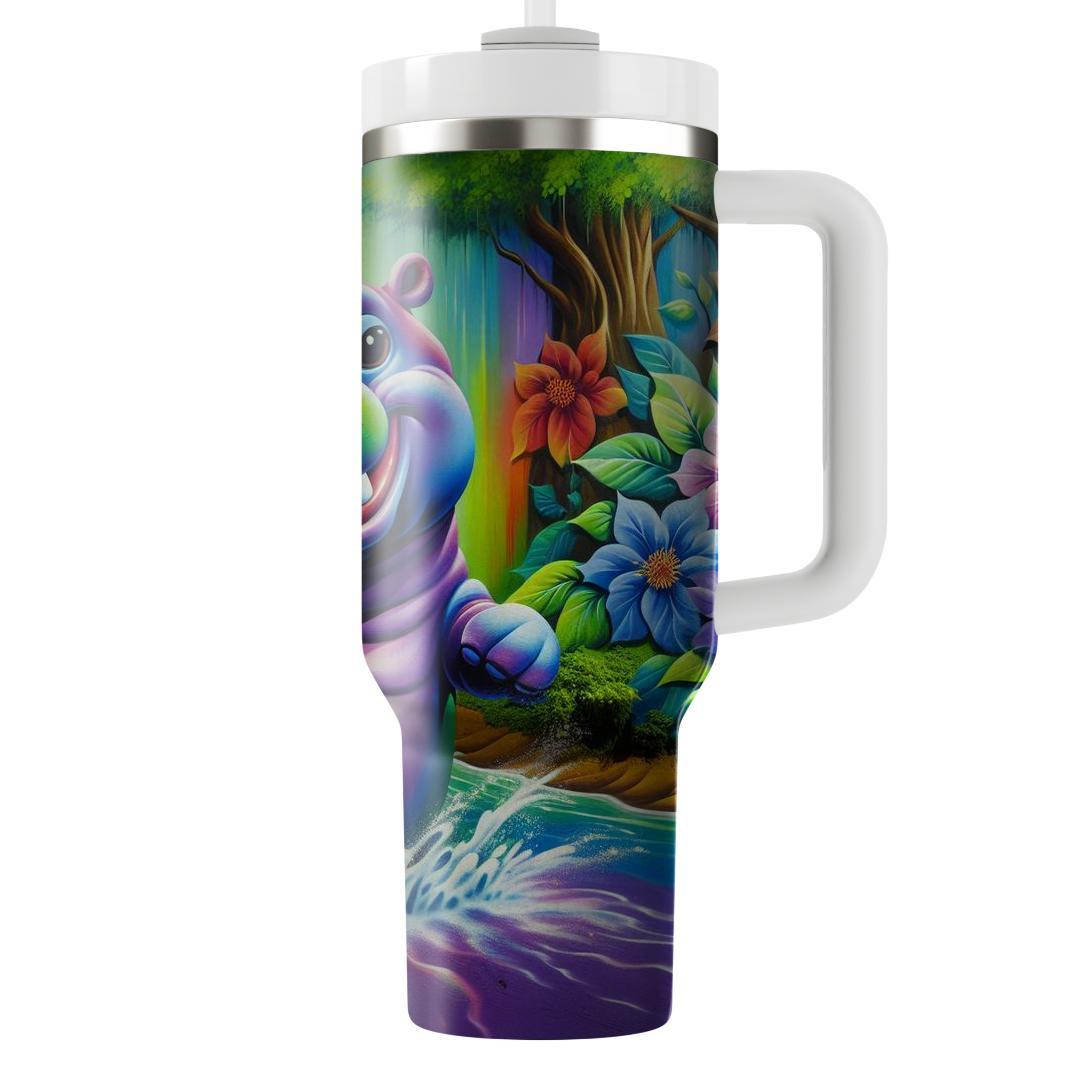 Funky Hippo Fun  Travel Tumblers