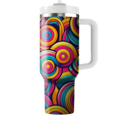 Electric Retro Circles  Travel Tumblers