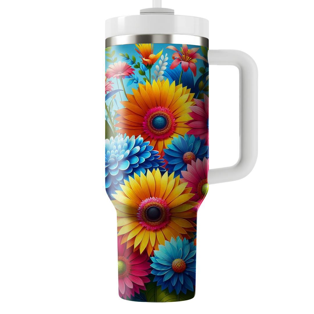 Vivid Summer Flower Burst  Unique Tumblers