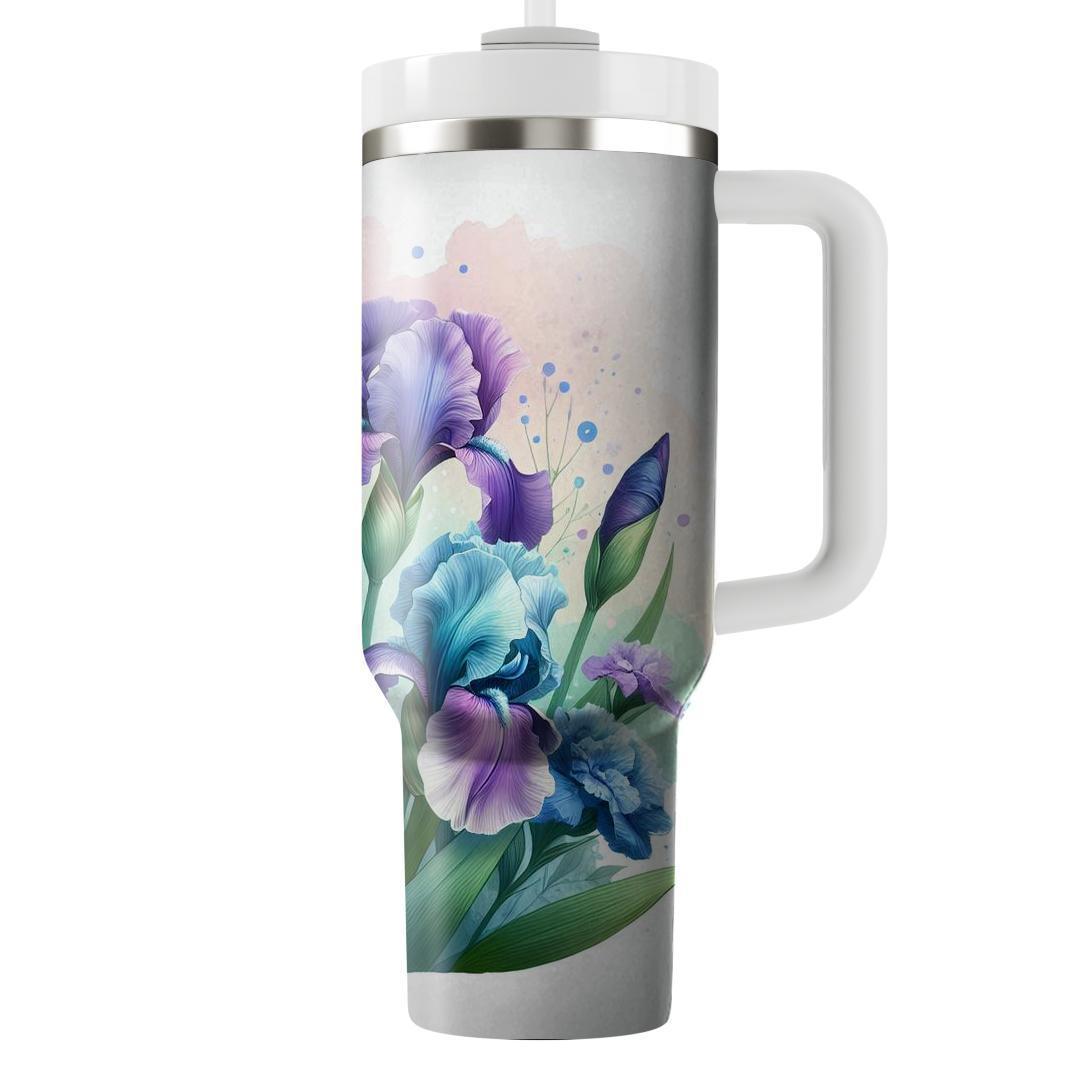 Watercolor Iris Serenity  Insulated Tumblers