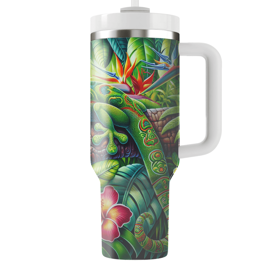 Funky Gecko On A Branch  Tumblers With Lids
