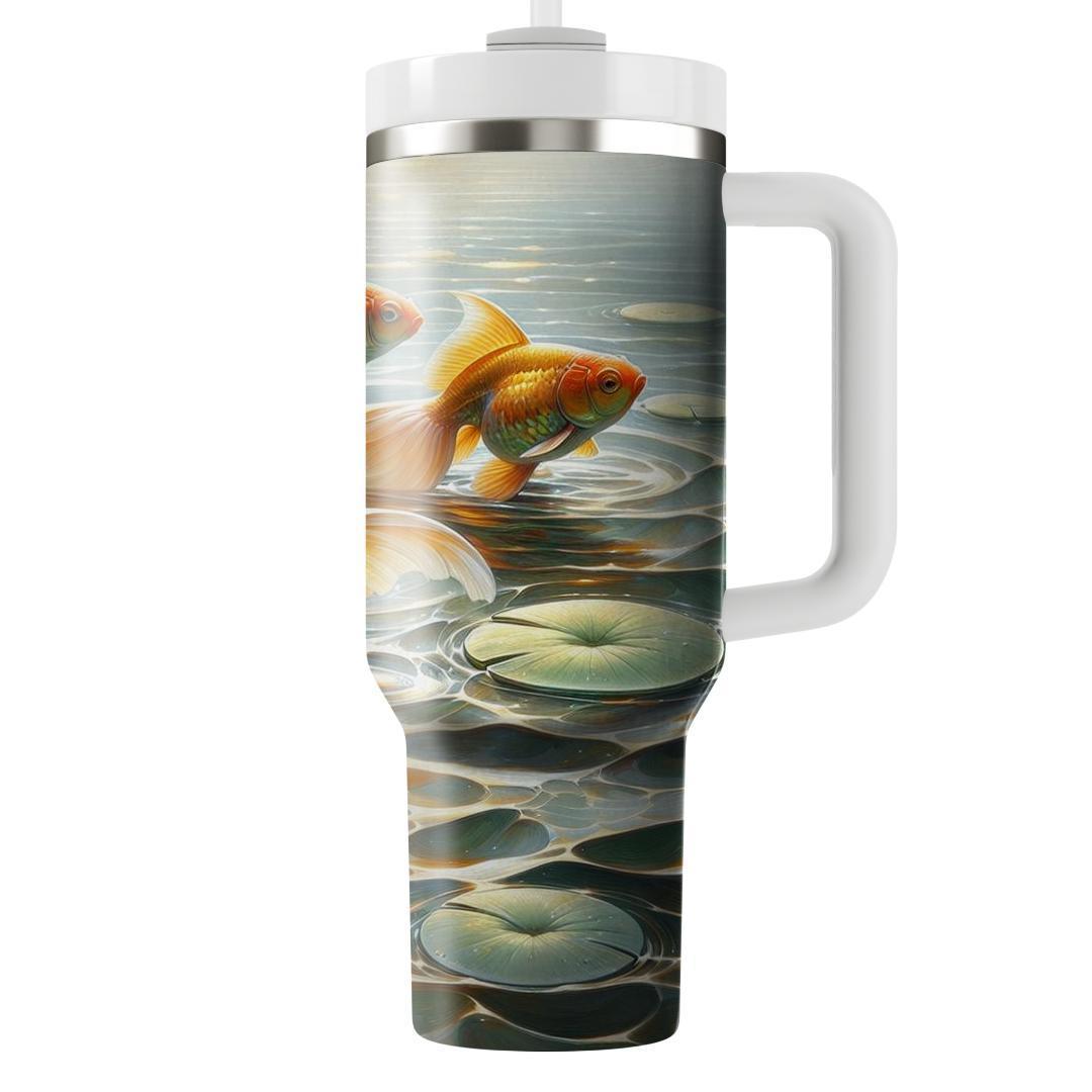 Glimmering Goldfish Pond  Tumblers With Lids