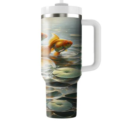Glimmering Goldfish Pond  Tumblers With Lids