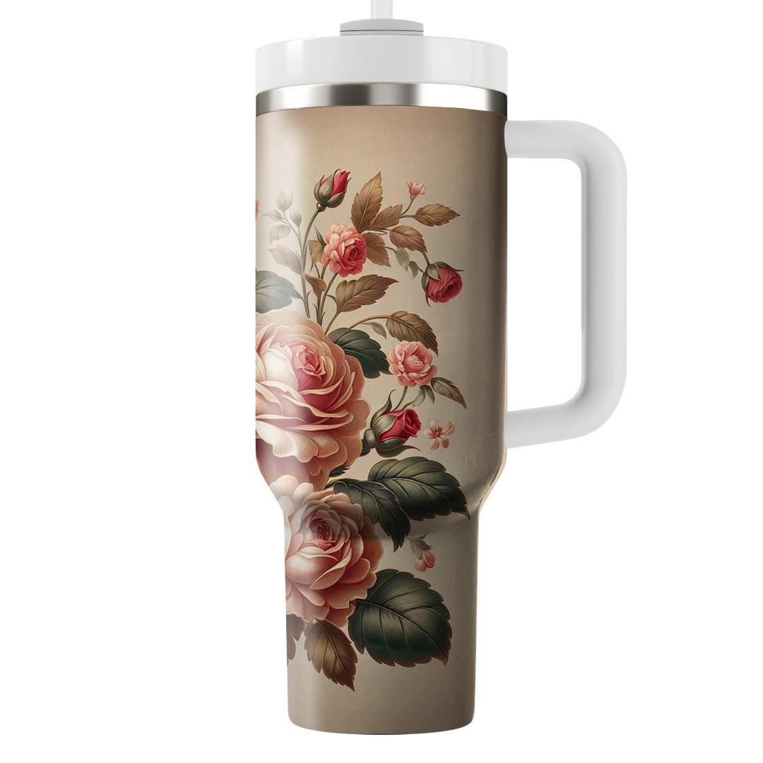 Vintage Rose Floral Charm  Unique Tumblers