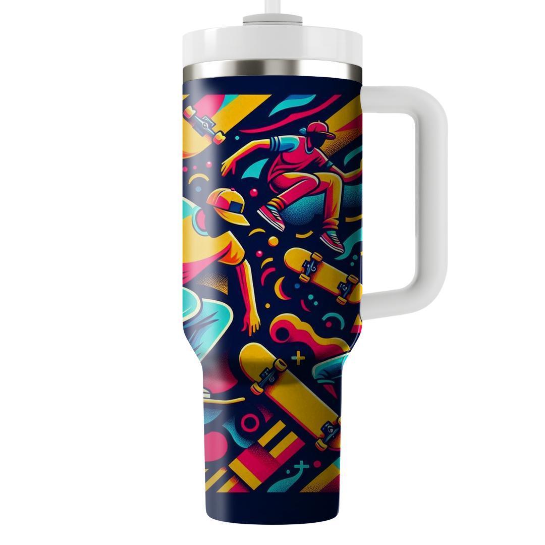 Radical 80s Skateboard  Personalized Tumblers