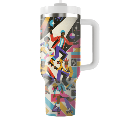 Funky 80s Roller Disco Poster Custom Tumblers