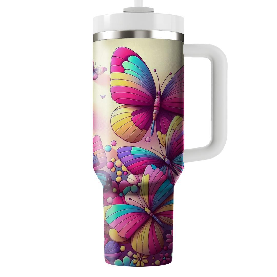 Joyful Rainbow Butterflies  Tumbler Cups