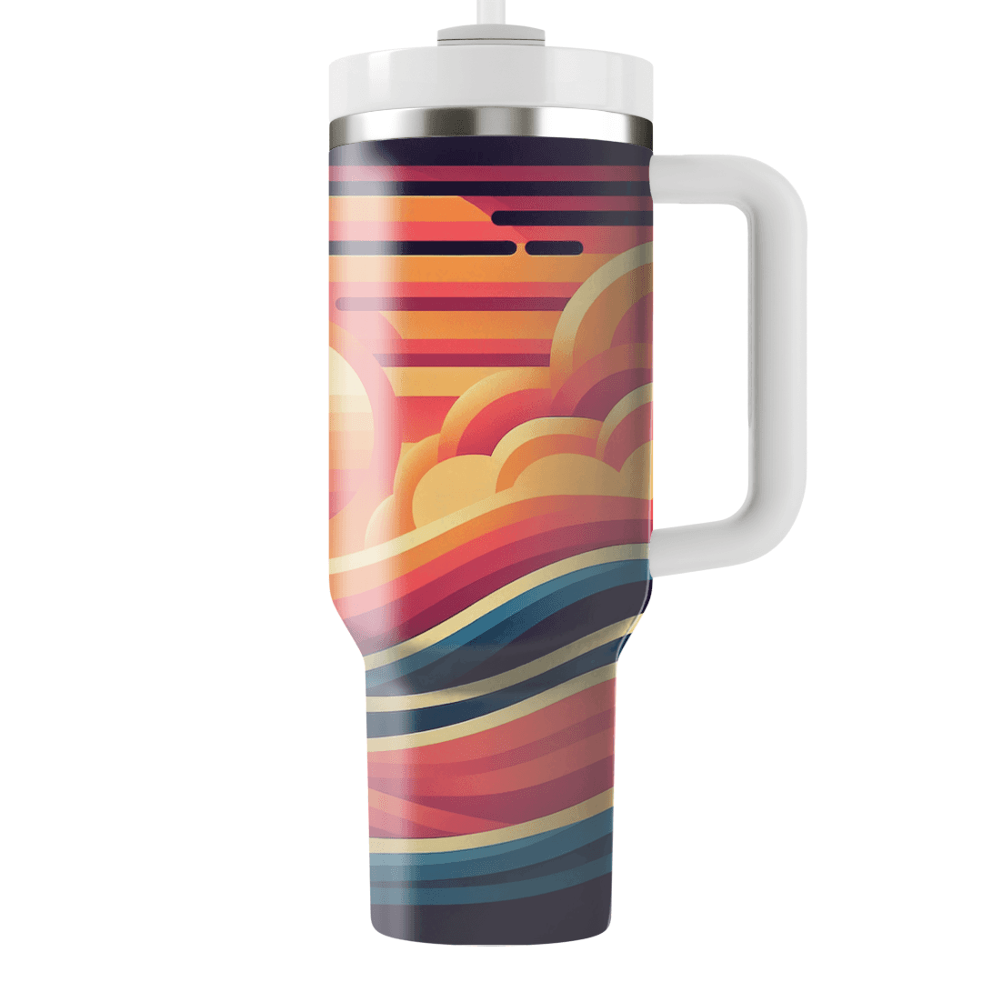 Groovy Sunset Waves  Personalized Tumblers