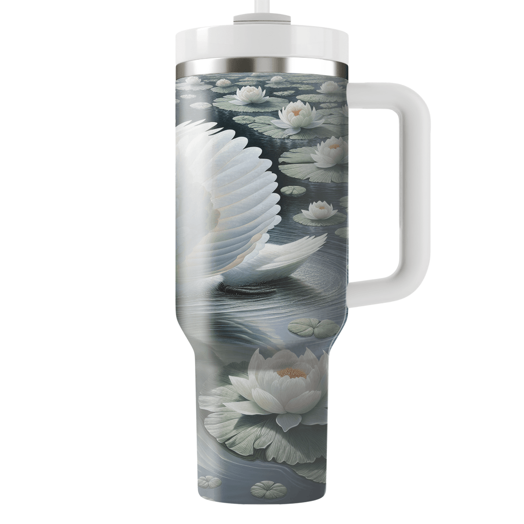 Elegant Swan Serenade  Tumblers With Lids