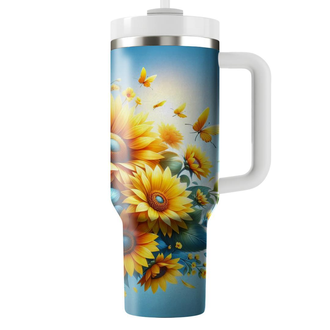 Sunny Sunflower Blooms  Unique Tumblers