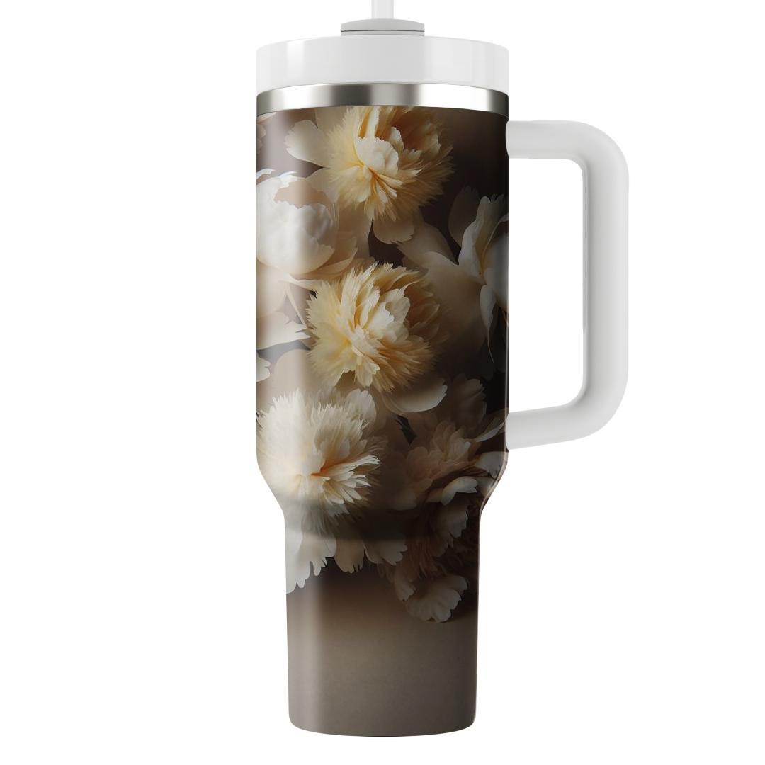 Ivory Peony Elegance  Unique Tumblers