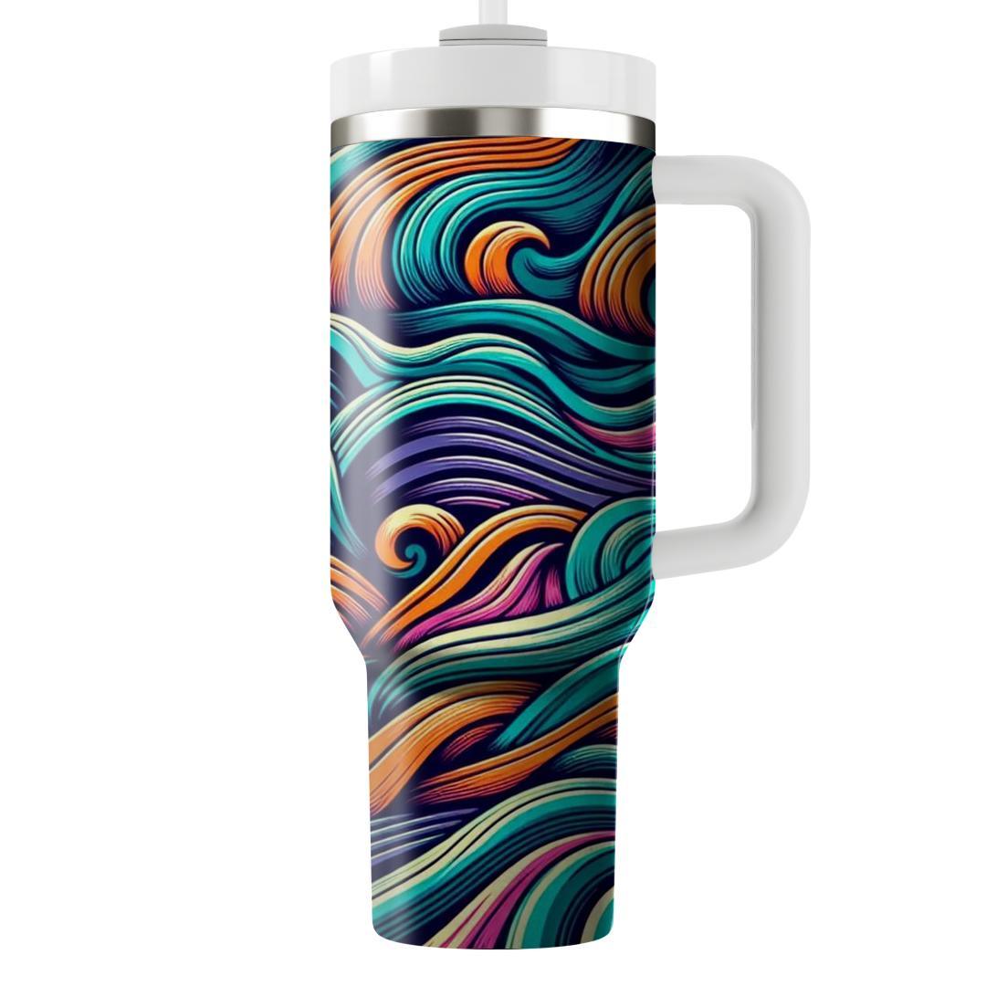 Retro Funky Wave  Travel Tumblers