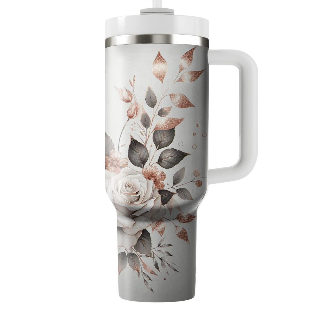 Rose Gold Floral Charm  Tumbler Cups