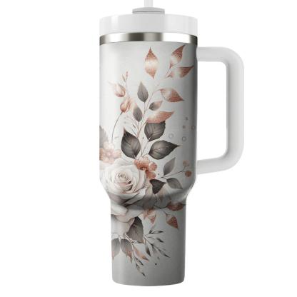 Rose Gold Floral Charm  Tumbler Cups