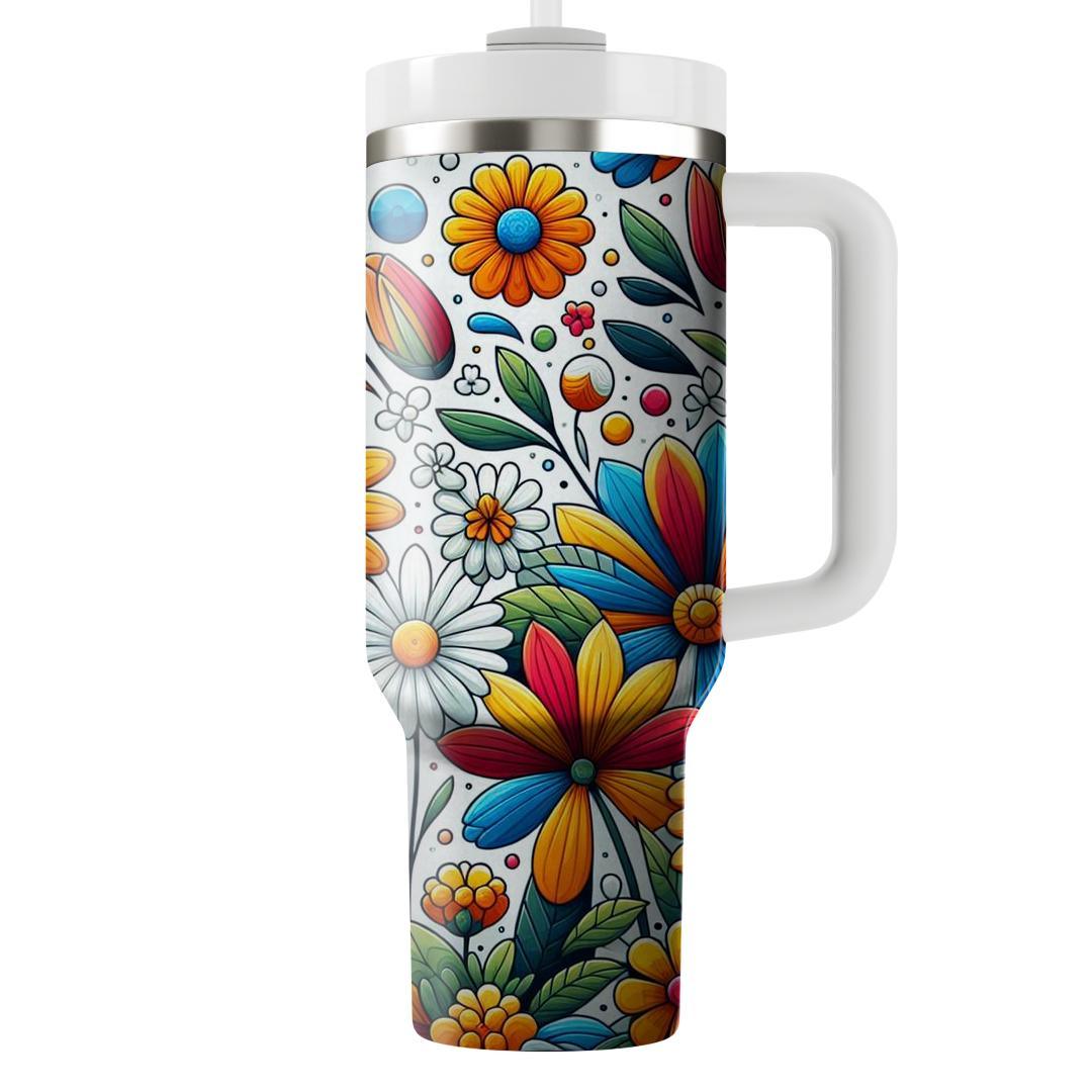 Joyful Floral Mosaic  Tumbler Cups