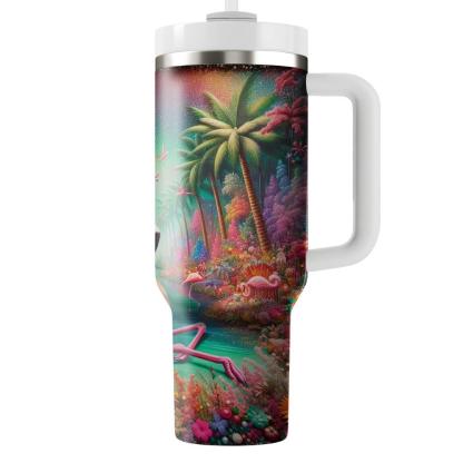 Sassy Flamingo Paradise  Tumblers With Lids