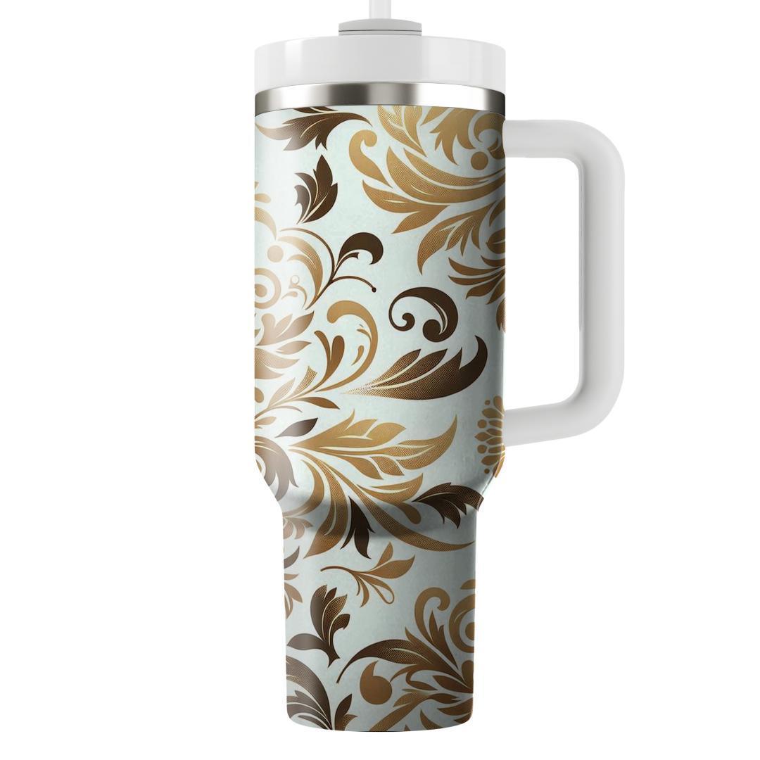 Elegant Gold Leaf Motif  Insulated Tumblers