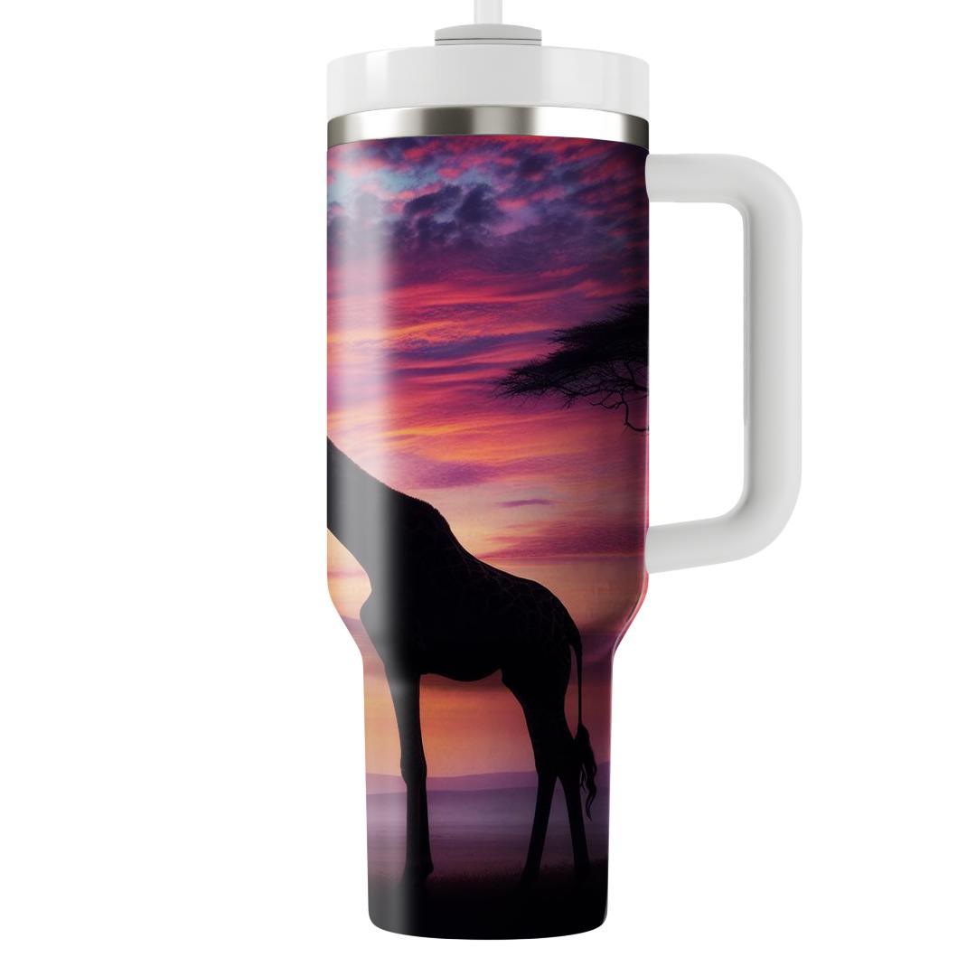 Gentle Giraffe Silhouette  Tumblers With Lids