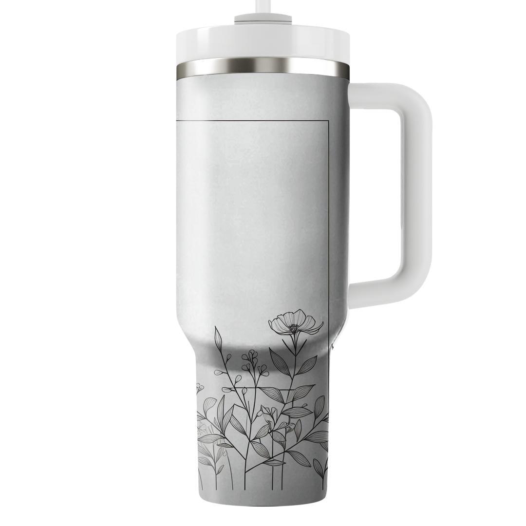 Minimalist Monochrome Blossom  Unique Tumblers