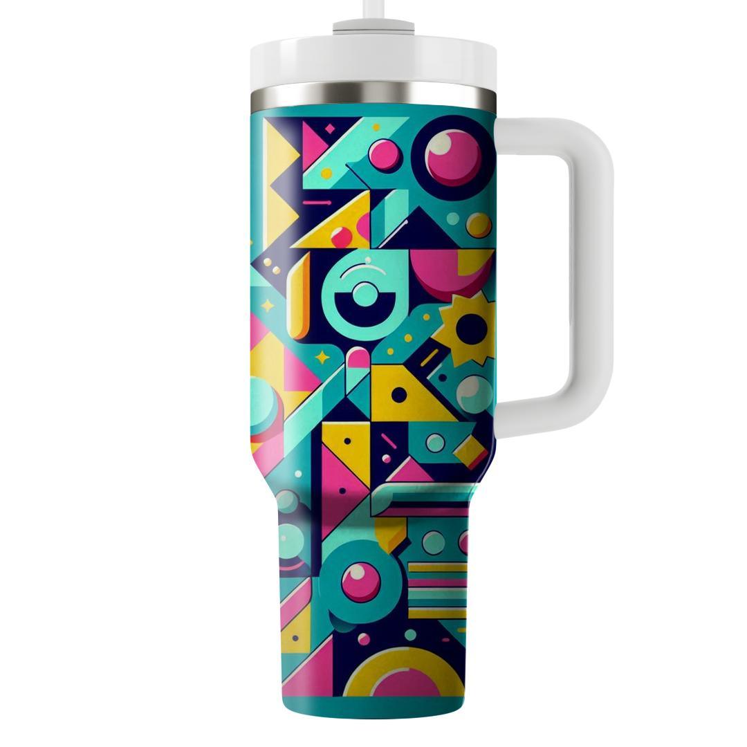 Playful Geometric Collage  Tumblers With Lids