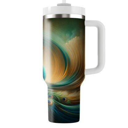 Radiant Peacock Plume  Travel Tumblers