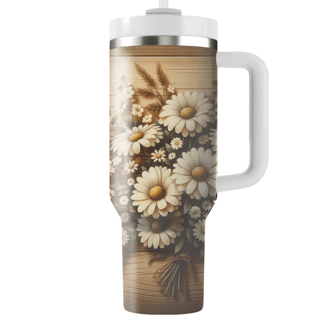 Rustic Daisy Meadow  Tumblers With Lids