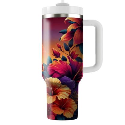 Fiery Floral Sunset  Tumbler Cups