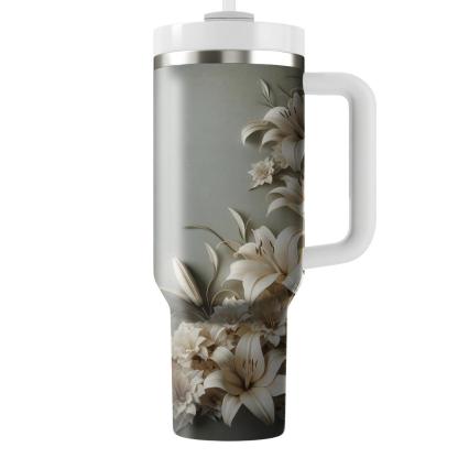 Ivory Lily Cascade  Tumbler Cups