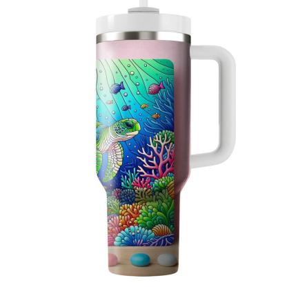 Lively Turtle Ocean Dance  Travel Tumblers