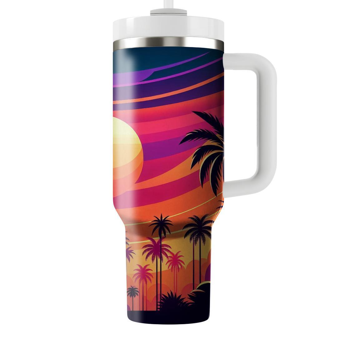 Retro Sunset Tropics  Personalized Tumblers