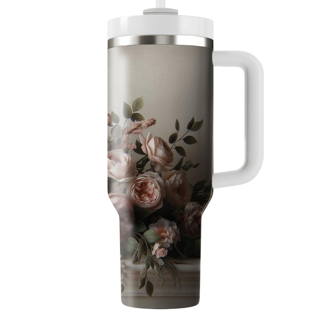 Blushing Floral Elegance  Decorative Tumblers