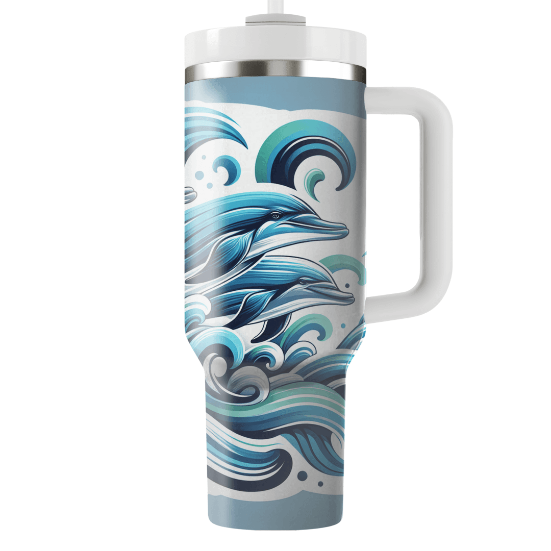 Dynamic Dolphin Splash  Personalized Tumblers