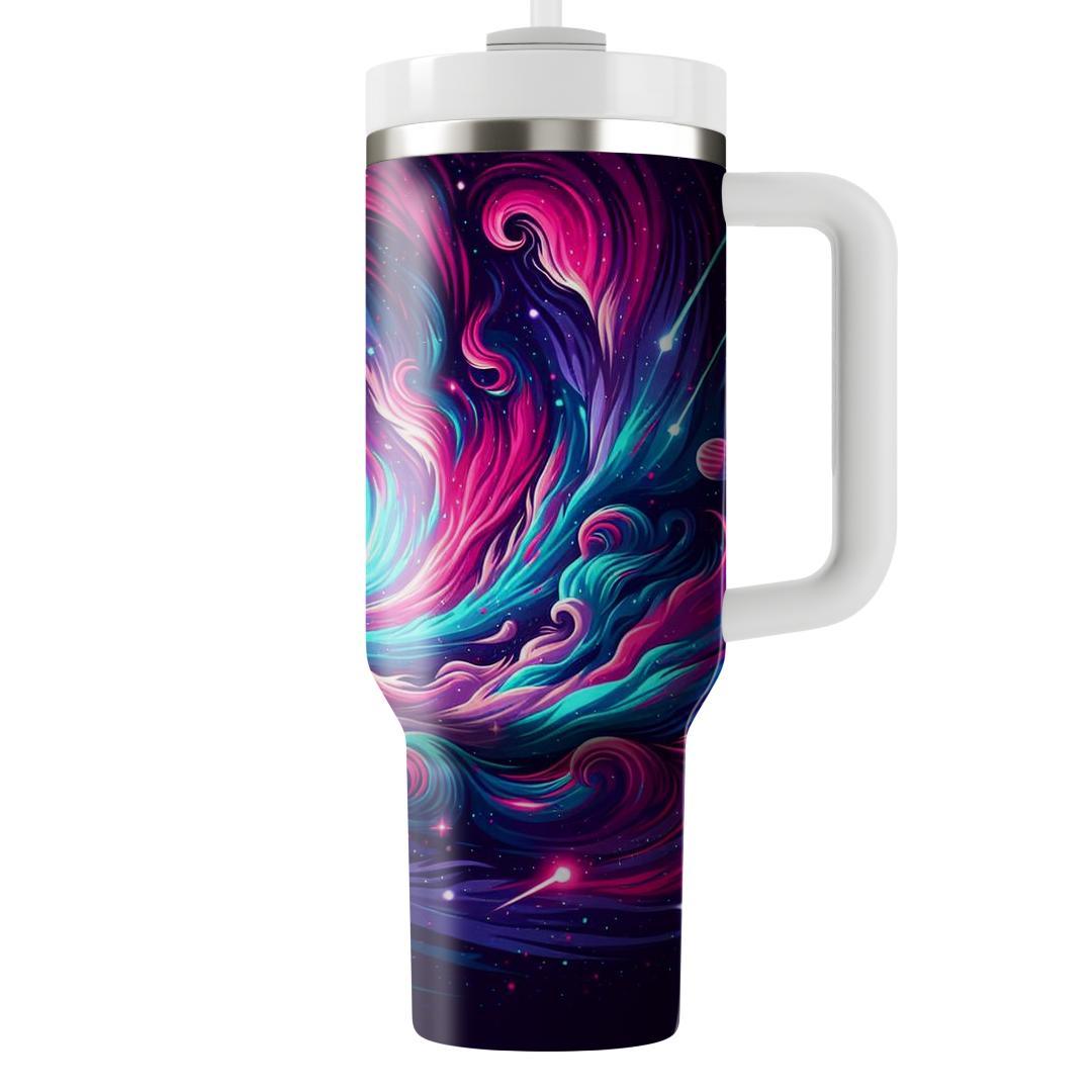 Cosmic Neon Tides  Personalized Tumblers