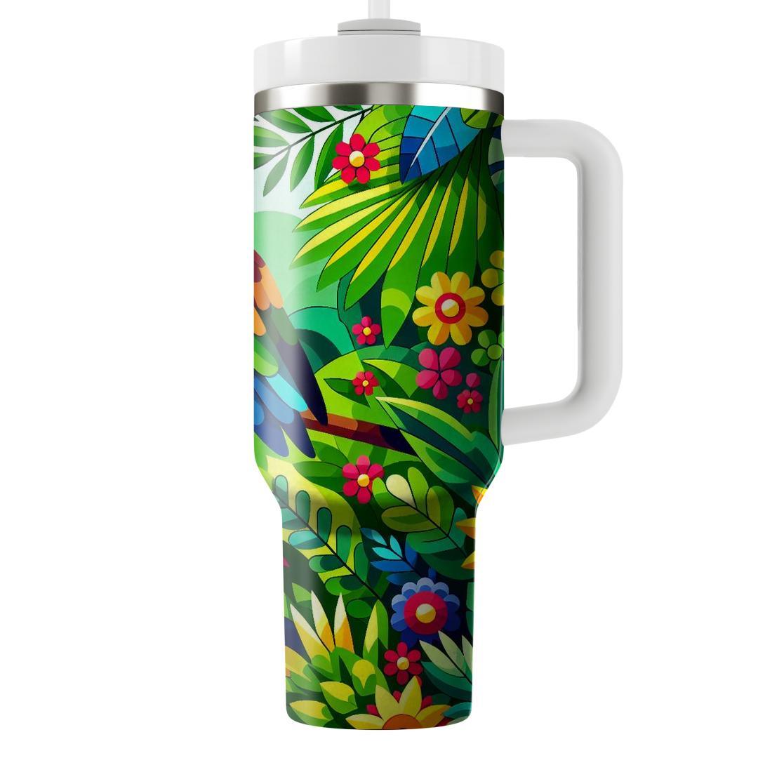 Vibrant Jungle Parrot  Personalized Tumblers