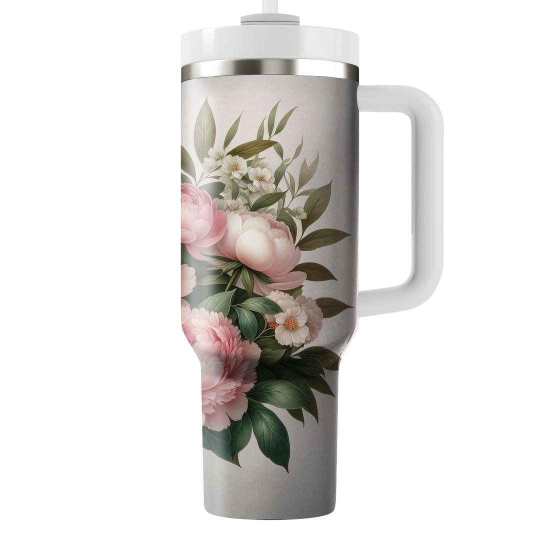 Pink Peony Perfection Personalized Tumblers