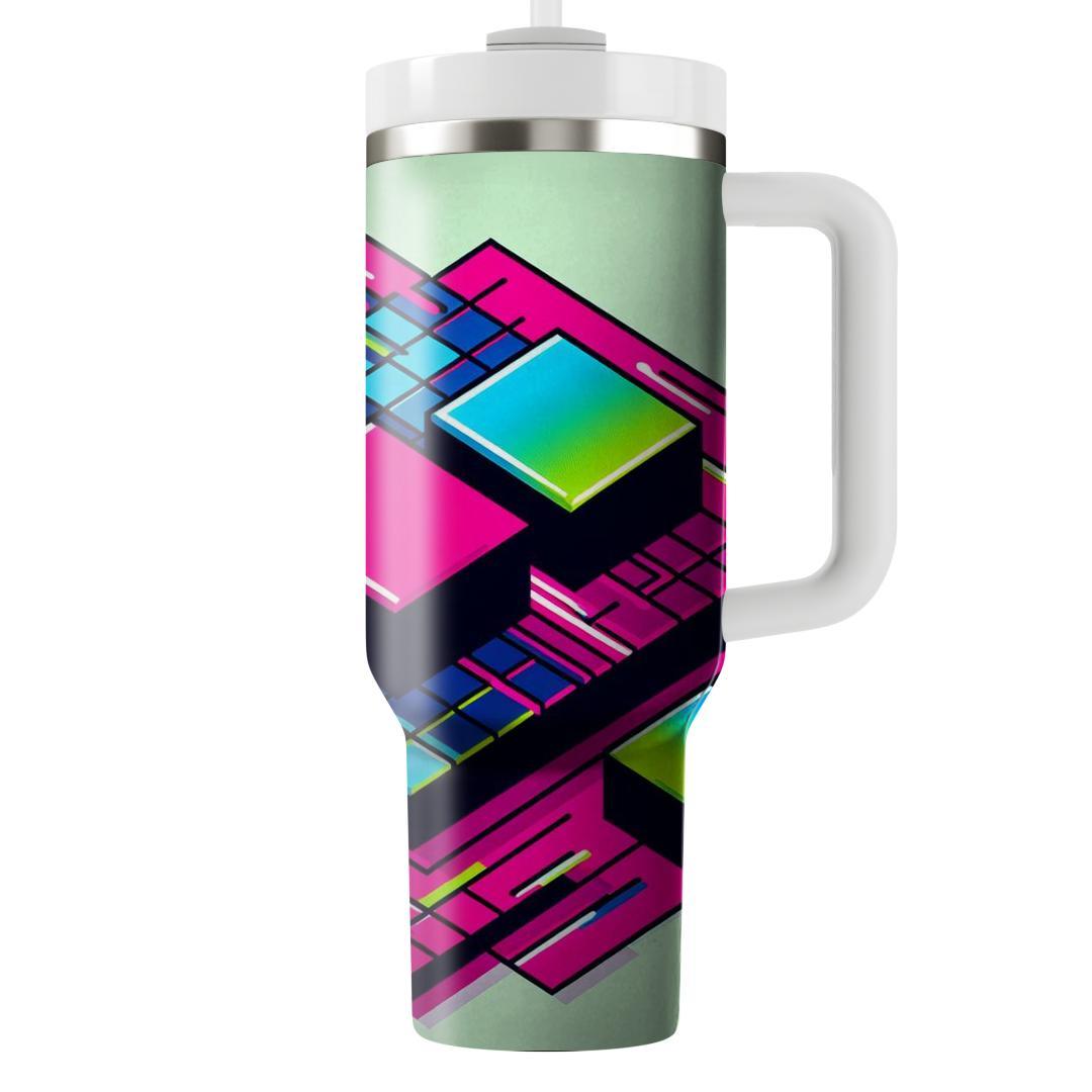 Electric Color Blocks  Tumblers With Lids