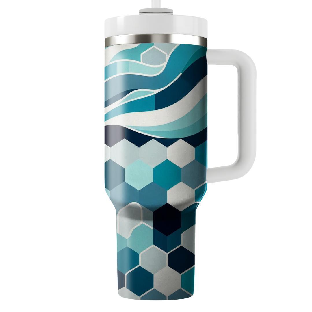 Hexagonal Wave Motif  Tumblers With Lids