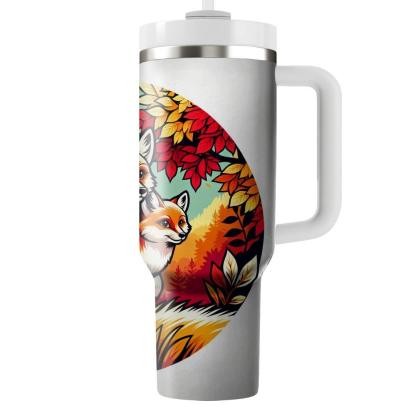 Adventurous Foxes In Fall  Tumblers With Lids