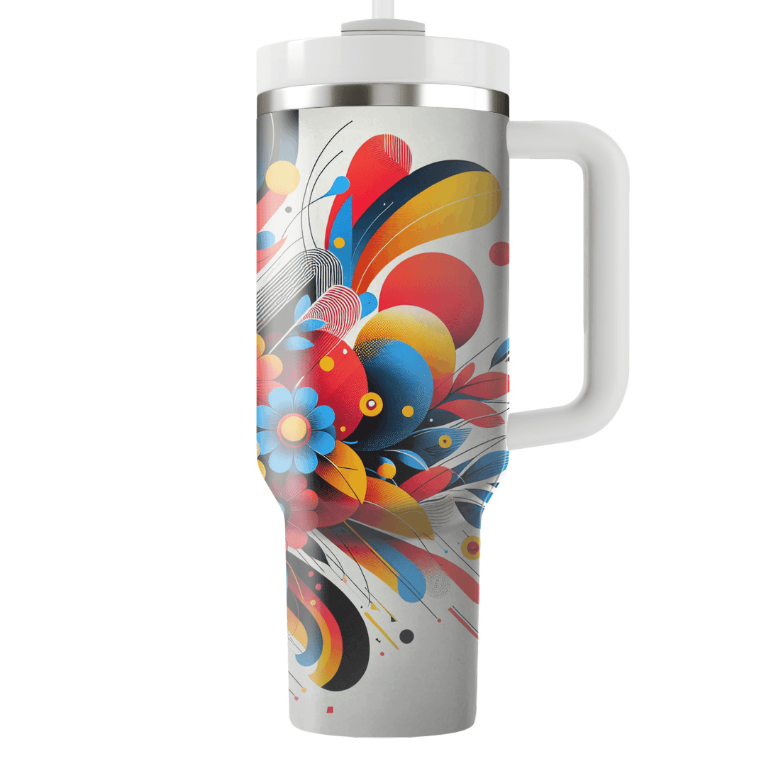 Dynamic Floral Fusion  Tumblers With Lids