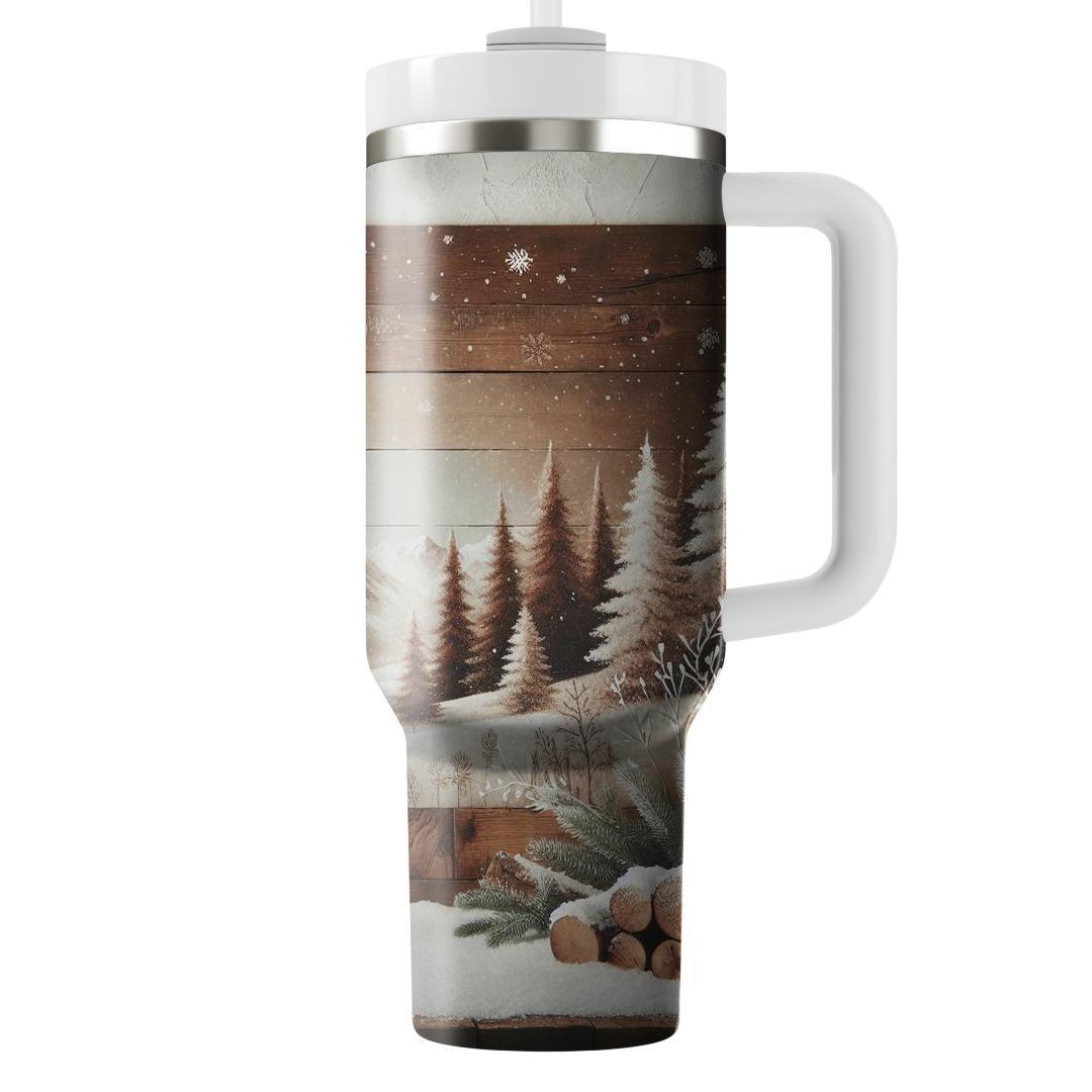 Winter Rustic Lodge  Travel Tumblers