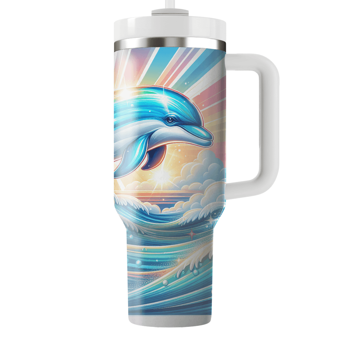 Playful Dolphin Splash  Tumblers With Lids