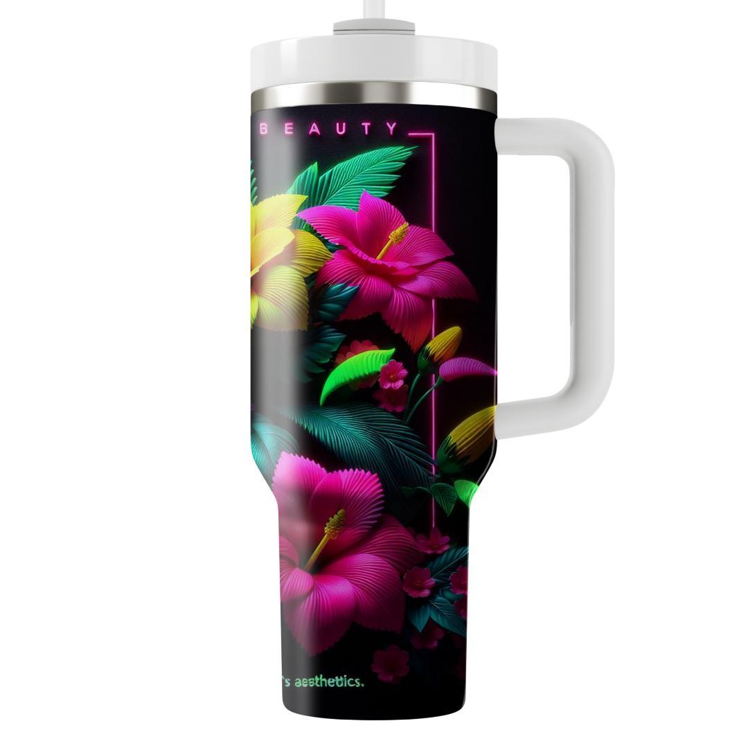 Neon Pop Flowers  Personalized Tumblers