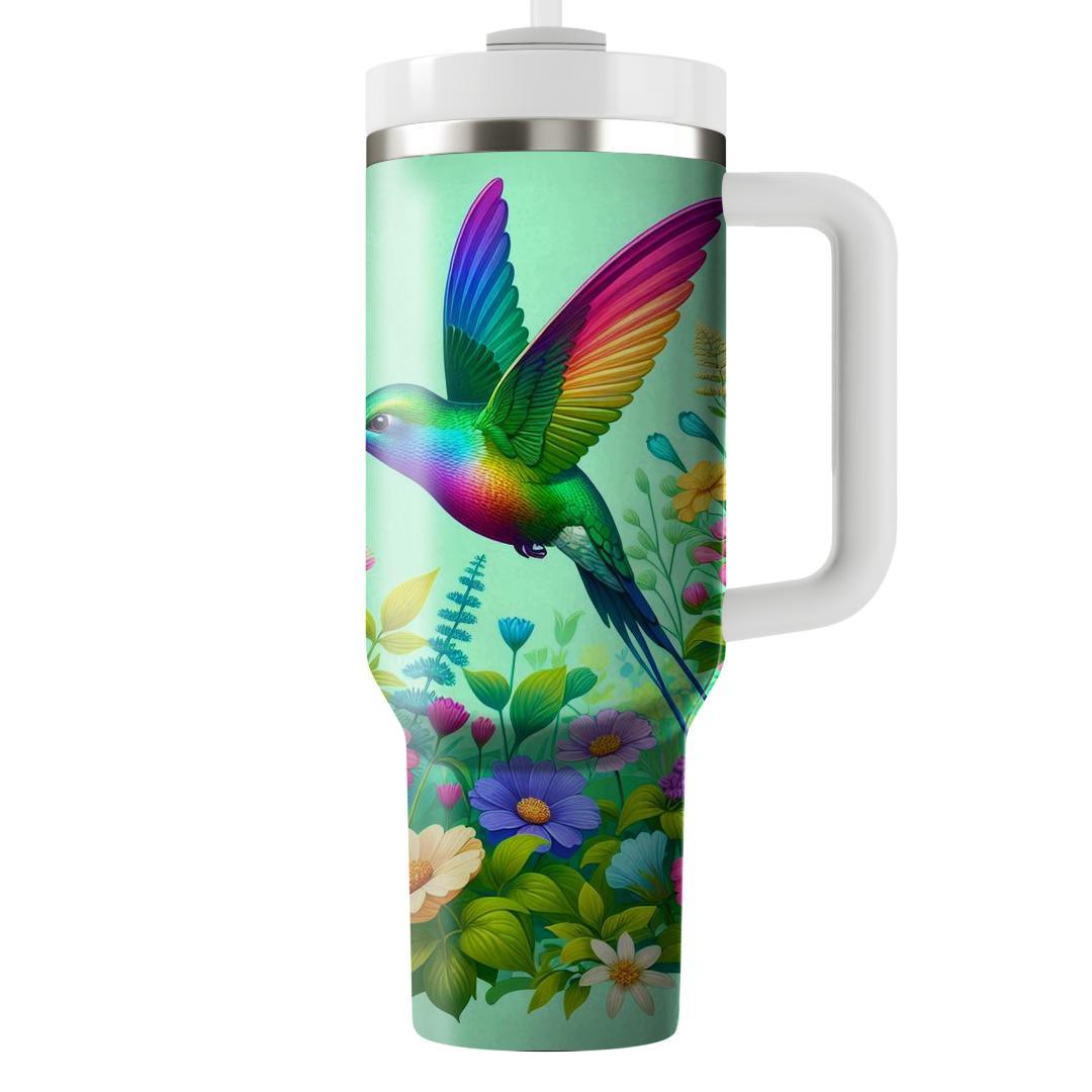 Colorful Garden Hummingbird  Tumblers With Lids