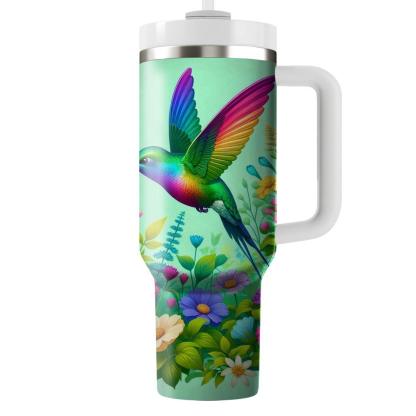 Colorful Garden Hummingbird  Tumblers With Lids